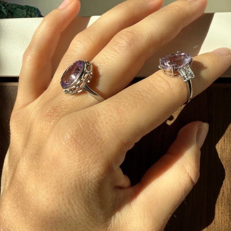 Sidabrinis rankų darbo žiedas su ametistu – 10 × 14 mm – nuotrauka 2 Sidabrinis rankų darbo žiedas su ametistu – 10 × 14 mm – papuošalo detalės